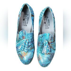 L'ARISTE Leather Aqua Blue Spring Step Paradise Loafers